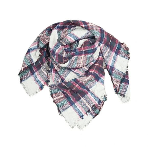 Jasmine Trading Red Plaid Blanket Scarf - Picture 1 of 5